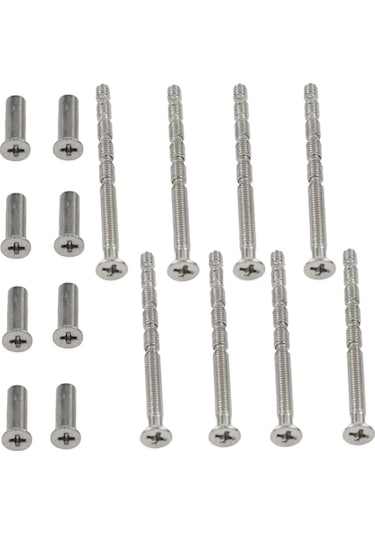 Vkemall Kapı Kolu Somun Seti M4 60mm Gümüş, 8 Adet Somun Ve 8 Adet M4 16mm Cilindir, 35-60mm Kalınlık Kapılar İçin