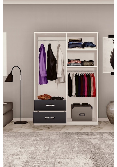 Metalia Gm 074 4 Kapı 2 Çekmeceli Antrasit Kapaklı Gardrop