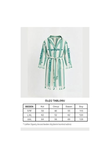 Erkek Striped Peştemal Bornoz %100 Pamuk Plaj Bornoz Mavi
