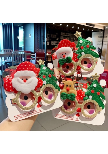 Noel Gözlük Çerçevesi, Noel Parti Malzemeleri, Noel Süsleri, Hediyeler, Küçük Hediyeler, Sevimli Noel Gözlükleri 1 Kırmızı Burun