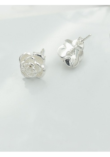 Brezza Lusso Jewelry Gümüş Bayan Küpe Gül Çiçek Bayan Gümüş Küpe