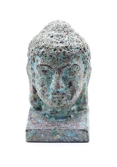 Buddha Heykel Büst Turkuaz Küçük Boy