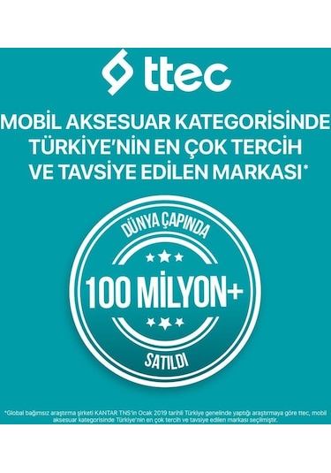 Ttec Powerslim Trio LCD 20.000 MAh PD 22.5 W Dahili Kablolu Taşınabilir Powerbank