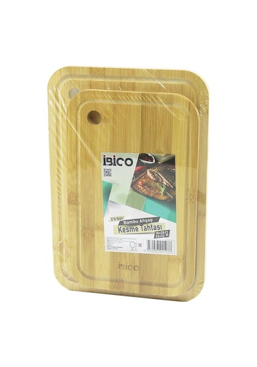 2pcs Setoval Kenarlı - Yuvarlak Delikli Ahşap Bambu Kesim Panosu - Kesme Tahtası 18x28x1cm--22x32x1c Çok Renkli