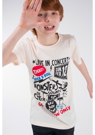 Brz Kids Baskılı Erkek Çocuk Kısa Kollu T-Shirt Somon