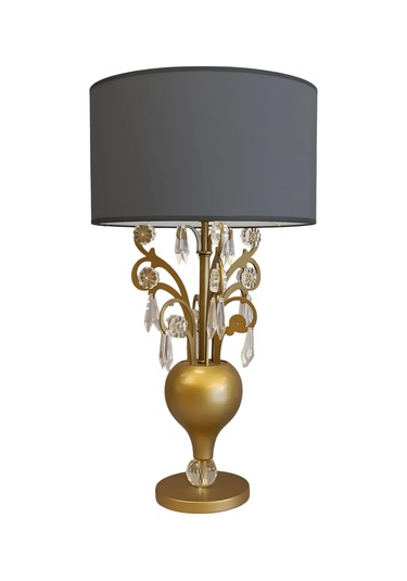 Rodli Taşlı Eskitme Gold Abajur Eskitme Altın