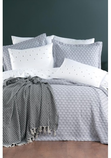 Çeyiz Diyarı Fiona 10 Parça Pikeli Çeyiz Seti Gri Gri