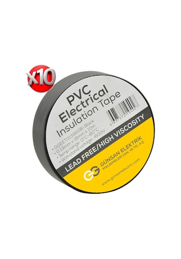 Günsan Siyah Elektrik İzolasyon Bandı 10 Adet