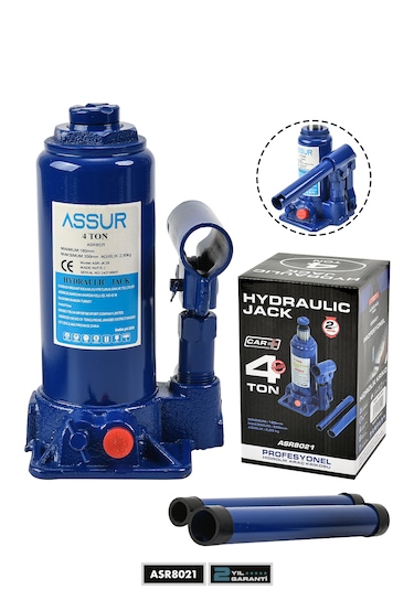Assur Asr8021 4 Ton Oto Kaldırma Krikosu Şişe Kriko Hidrolik Mavi