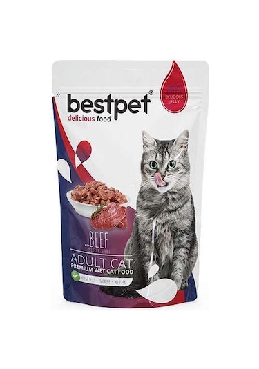 Bestpet Biftekli Jelly Pouch Yetişkin Kedi Yaş Maması 85 G
