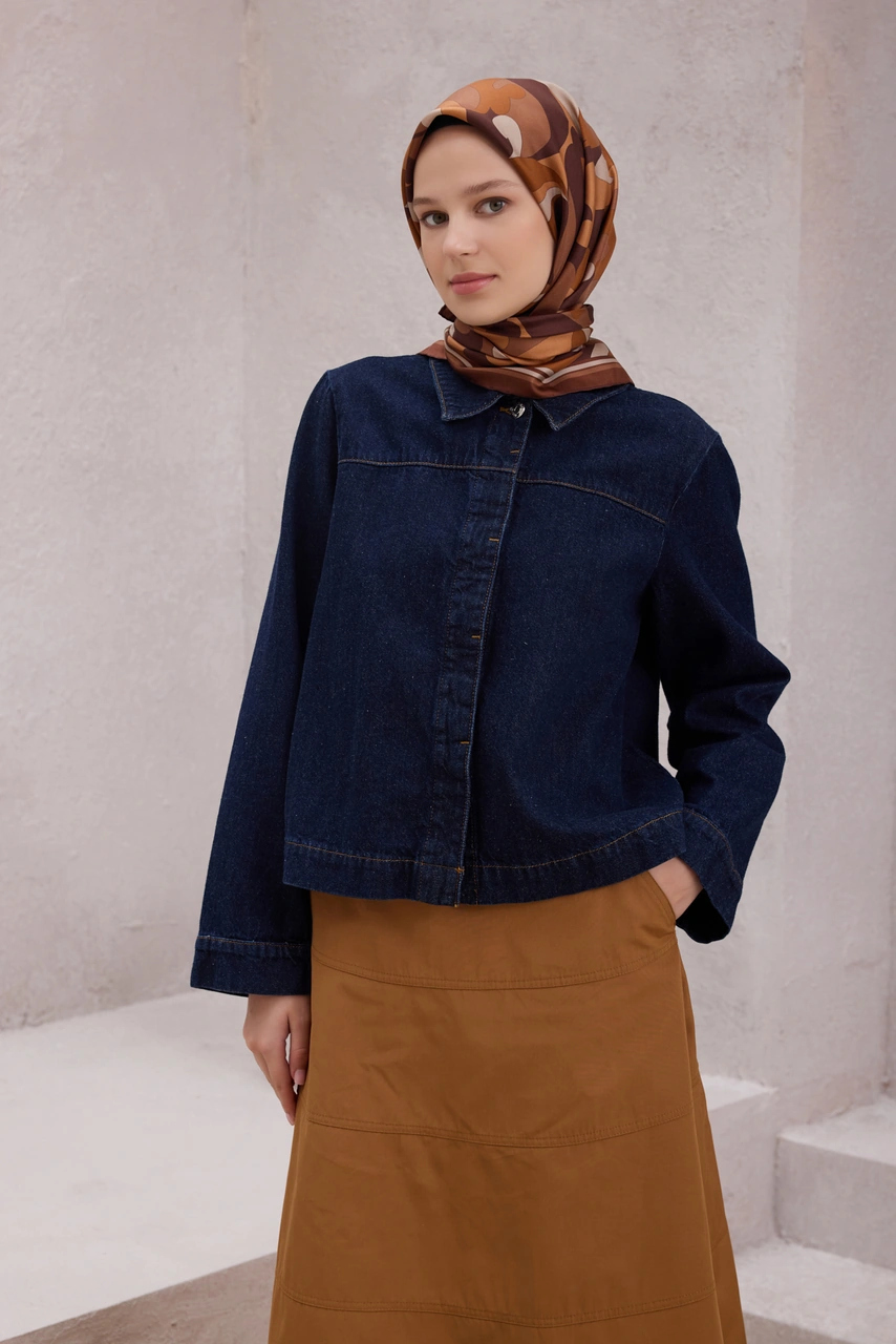 BELLİ Geometrik Desen İpek Twill Eşarp 4213d01 Kahverengi