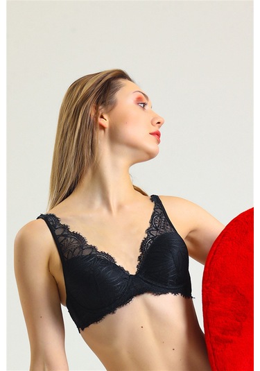Magic Form 3685 Kadın İnce Dantelli Süngerli Sütyen-siyah Siyah