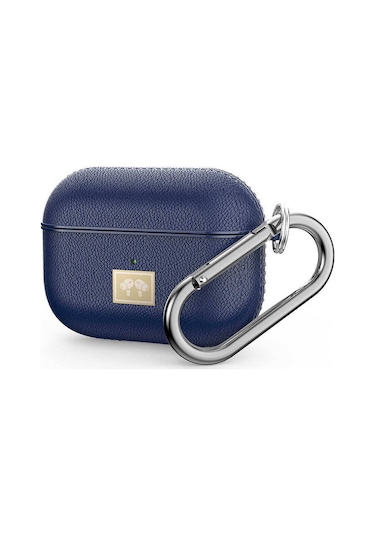 Airpods Pro 2 Uyumlu Deri Görünümlü Askı Aparatlı Wlons Kılıf Lacivert