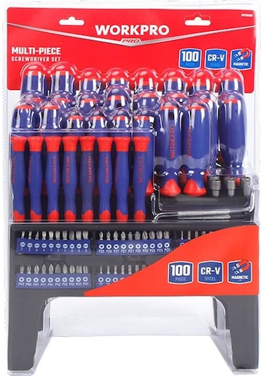 Workpro Wp200507 100 Parça Duvar Askı Aparatlı Profesyonel Cr-v Manyetik Tornavida Ve Bits Uç Seti Fr Wp200507