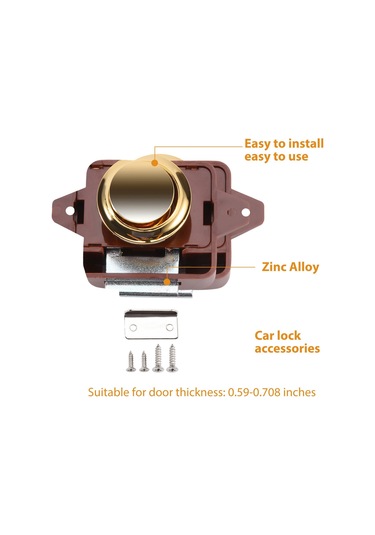 Nayomiglow Adet Anahtarsız Basmalı Düğmeli Kapı Tokmağı Kilidi Rv Karavan Kabin Tekne Motor Ev Dolabı, Kahverengi Altın