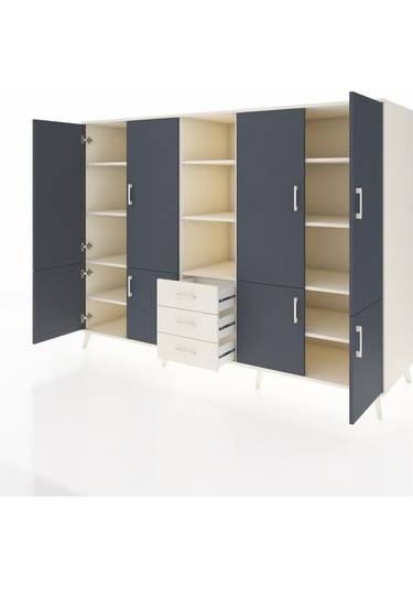 Kronos Dolap 11 Raflı 3 Çekmeceli 8 Kapaklı 220x59x163 Aytaşı-ant Aytaşı-antrasit/aytaşı