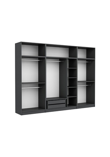 Kale 7 Mebran Panjur Kapaklı 2 Çekmeceli Dolap Ve Yüklük Antrasit 235cm Antrasit