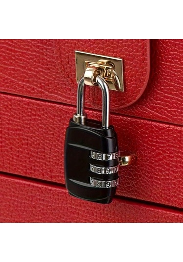 Tongdashop Siyah 3 Haneli Ayarlanabilir Sifreli Kilit Vernikli Dosya Dolabı Seyahat Sırt Çantası