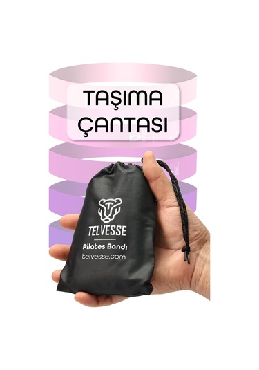 5 Li Pilates Direnç Bandı Seti Loop Squat Lastiği Çantalı Fitness Egzersiz Bantları - Pembe Pembe