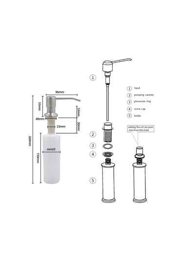 500ml Gümüş Set-500/350ml Mutfak Lavabo Sabunluk El Basın Sıvı Sabunluk Şişe Paslanmaz Çelik Bulaşık Sabunu Dispenseri Pompa Kafası