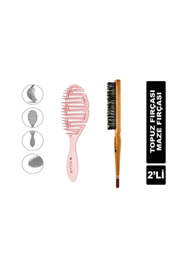 Professional Maze Ve Topuz Fırçası Üç Boyutlu Fırça