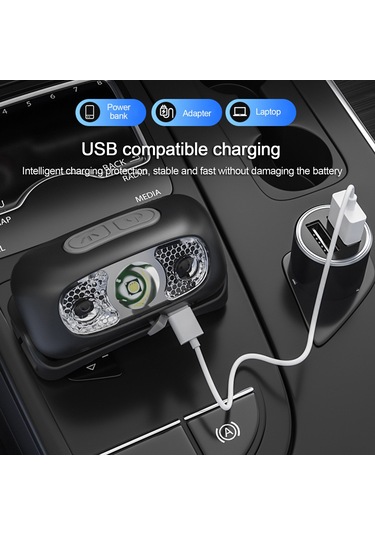Suofeng Siyah Led Baş Feneri, 800mah Li-pil, Usb Hızlı Şarj, Ipx4 Su Geçirmez, Kızılötesi Ellik Sensör, 4 Aydınlatma Modu, 60 Ayarı, Acil Tamir/ışıklandırma Siyah