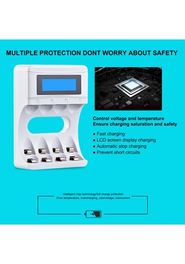 Monyee Hızlı Şarjlı 4 Yuvalı Lcd Ekranlı Aa/aaa Pil Şarj Cihazı - Usb 2a