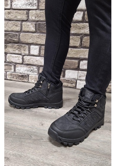 Outdoor Trekking Suya Dayanıklı Içi Kürklü Bağcıklı Fermuarlı Kaymaz Taban Kışlık Bot Battal Boy Siyah Outdoor Trekking Suya Dayanıklı Içi Kürklü Bağcıklı Fermuarlı Kaymaz Taban Kışlık Bot Battal Boy Siyah