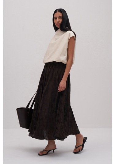 Mila Pilise Maxi Etek Acı Kahve Acı Kahverengi