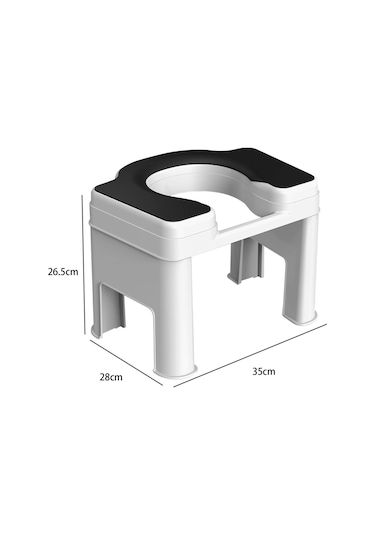 Suntek Tuvalet Taburesi Taşınabilir Kaymaz 26,5cm-beyaz-siyah