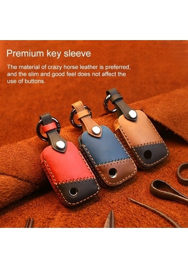 Tongxida Volkswagen Anahtar Koruyucu Kapak, Kahverengi 2 Adet Sığır Derisi Deri, D Versiyonu Uyumlu