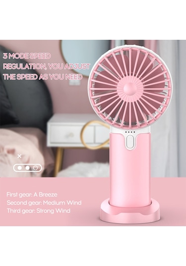 Honmex Usb Şarj Edilebilir El Fanı - Led Işık Ve 3 Hızlı Modlu Taşınabilir Mini Soğutucu X2 Mavi