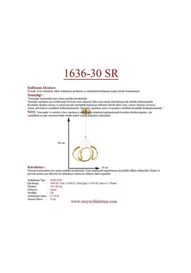Eray Aydınlatma 1666-30 Sarı Led Avize