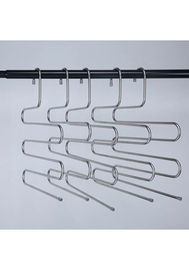 Geekyou Stokelemeyi Kolaylaştıran Paslanmaz Çelik S-şekilli Çanta, Pantolon, Eşarp Ve Kemer Organizatörü - 5 Adet Simultane Saklama Kapasitesi Gümüş