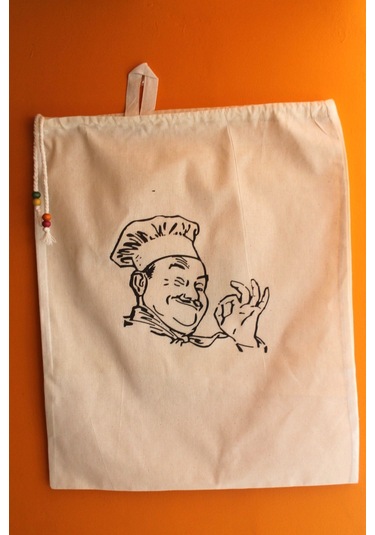 Büyük Boy Chef Baskılı Askılı Bakliyat & Ekmek Torbası 50x40cm