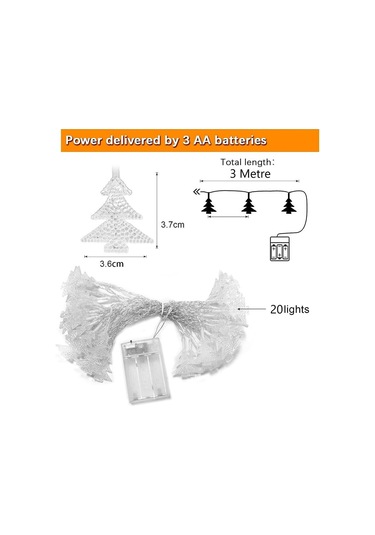3 Metre Günışığı Çam Ağacı Pilli Led Işık, Ramazan Ayı Işıkları Süsleme Dekoratif Organizasyon Işık Sarı