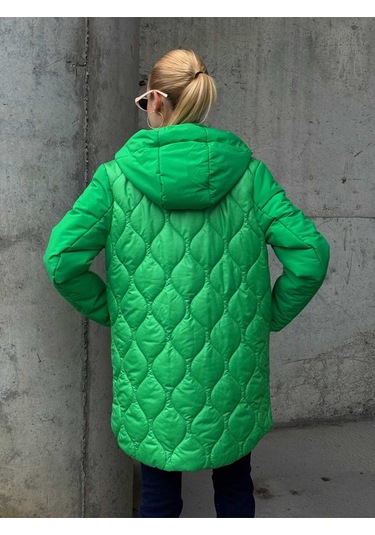 Kadın Kapitone Şişme Mont Yeşil