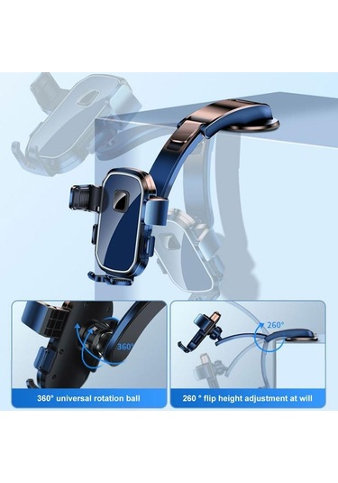 Seametal Araç Telefonu Tutucu Araç Montaj Tutucu Vantuz 360 Cep Telefonu Desteği İçin Ayarlanabilir Stand
