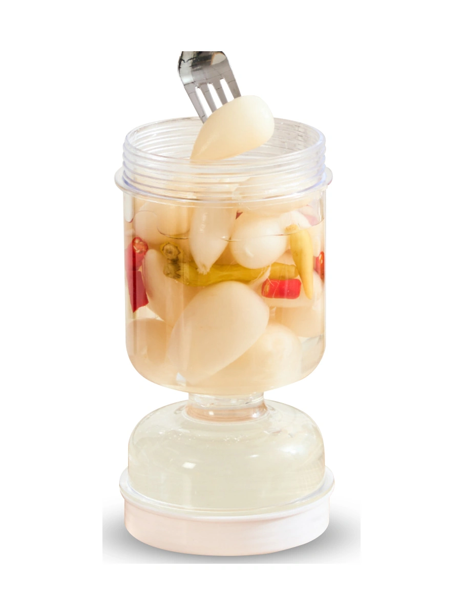 Youtek Beyaz Plastik 800ml Gıda Depolama Kavanozu, Islak-kuru Ayrımı, Görünür Kapak, Katlanabilir Çatal, Ev Ofis Mutfak Tuzlama Salata Sosu İçin Beyaz