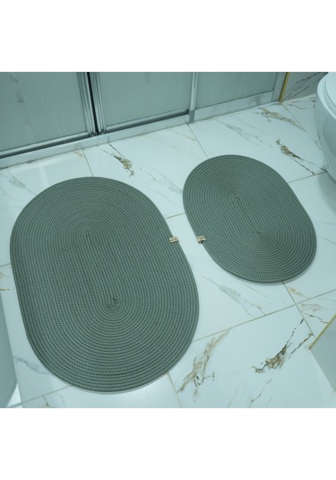 Zengin Supla 2'li Banyo Paspas Set Su Yeşili