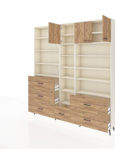 Arges Dolap 17 Raflı 6 Çekmeceli 3 Kapaklı 220x30x243 Aytaşı-çam/çam Atlas Çam/atlas Çam