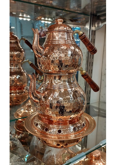 Bakır Çaydanlık & Bakır Demlik El Dövmesi Dövme Desenli Bakır Çay