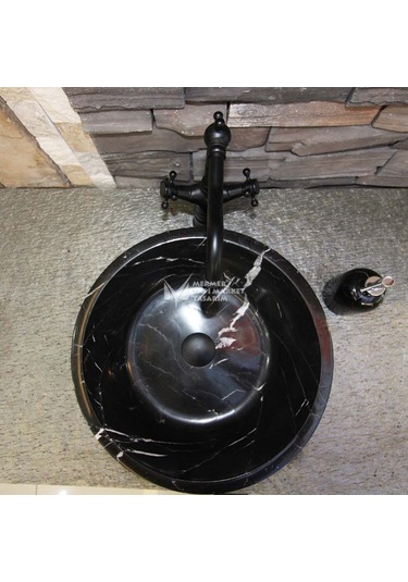 Toros Siyah Mermer Dizayn Çanak Lavabo