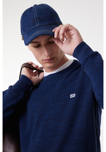 Lee Regular Fit Normal Kesim Bisiklet Yaka Indigo Erkek Triko Kazak L212149315 İndigo