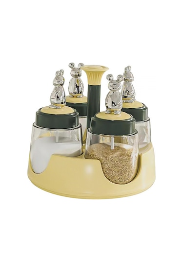 Suntek Magideal 4 Baharat Kavanozlu Döner Baharatlık Düzenleyici Yeşil