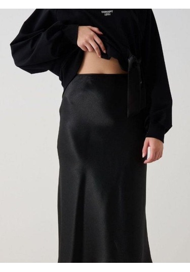 Kız Çocuk Saten Etek-15343 Siyah