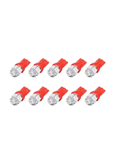 Padalink T10 Taban 12v 1w 5 Led Araba Lambası, Kırmızı Işık, 10 Adet Paket - Yüksek Parlaklık Ve Uzun Ömürlü