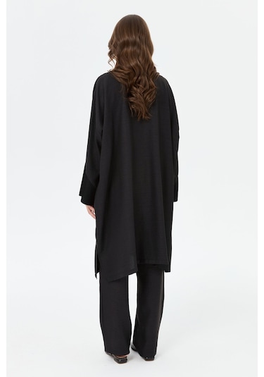 Retro Pantolonlu Üçlü Takım Siyah Siyah