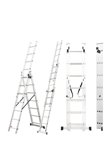 Asil Alüminyum 3 Parçalı Endüstriyel Merdiven 3x6 / 3x7 / 3x8 / 3x9 Basamak En131 3x7 Basamaklı