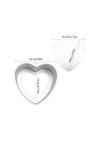 Kek Kalıbı Kalpli Bisküvi Kalp Şeklinde Alüminyum 1 Adet Ağız Çapı 20 Cm Yükseklik 5,5 Cm Gri